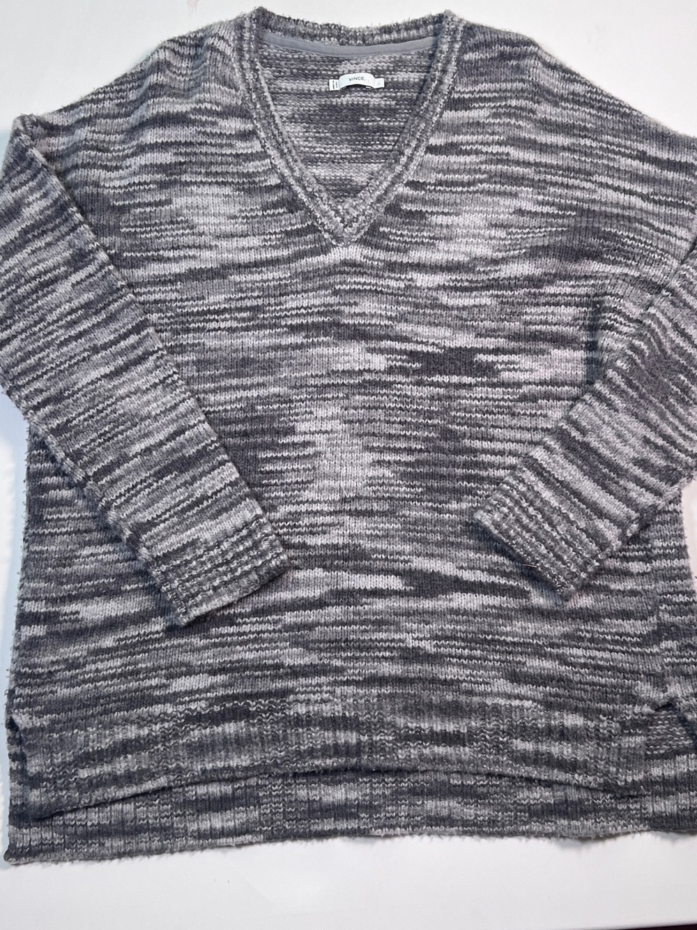 VINCE oversized v neck sweater wool silk blend
